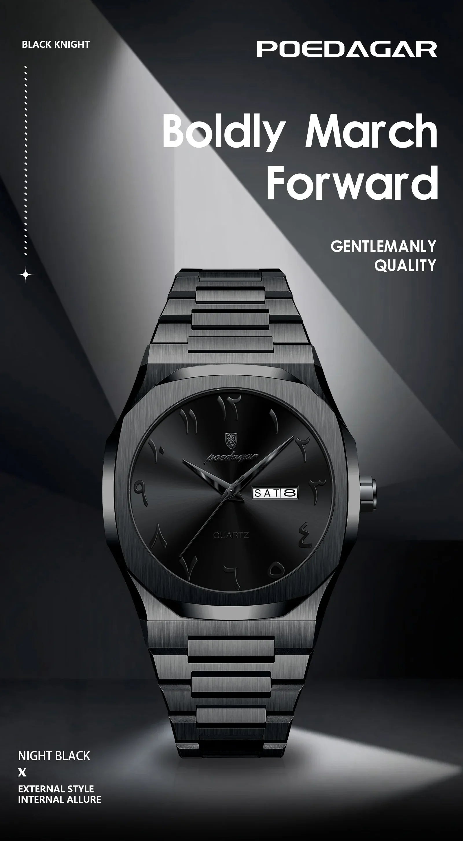 Military Men’s Quartz Watch – Waterproof Stainless Steel Luxury Wristwatch with Week Calendar - TREASURE ESHOP