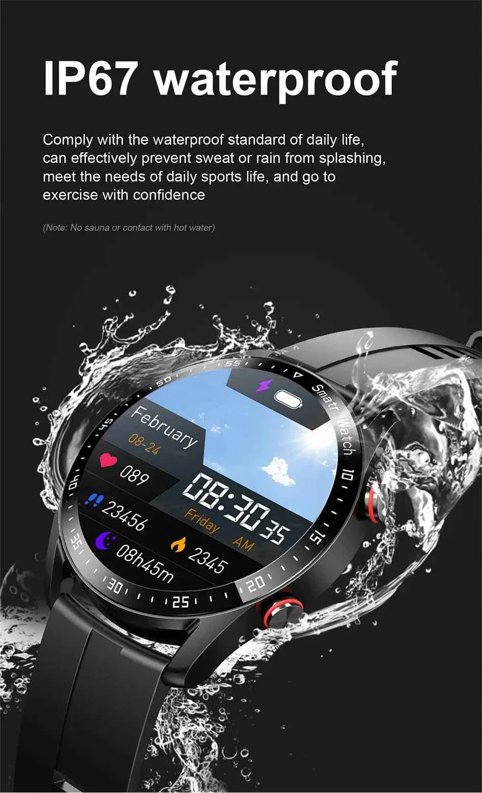 ChiBear Men’s Smartwatch – ECG+PPG Health Monitor | 1.28” HD Round Display | Bluetooth Call | Fitness &amp; Sports Waterproof Watch