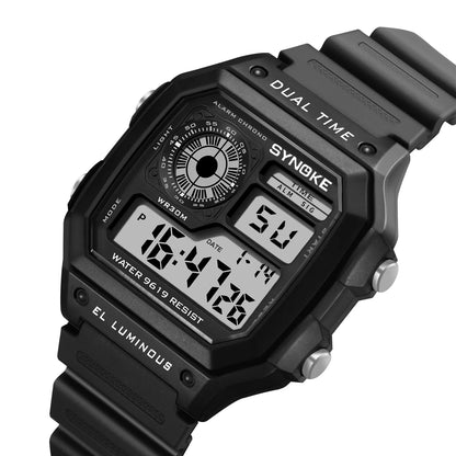 Men’s Digital Sports Waterproof Watch – Chronograph, Alarm, Backlight, Shock Resistant - TREASURE ESHOP