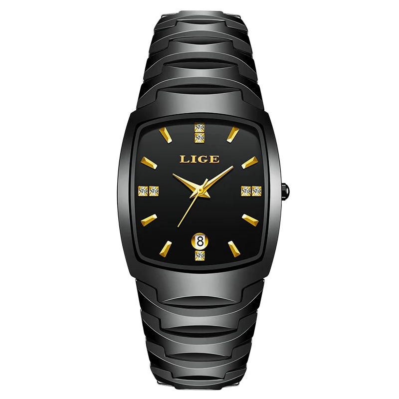 LIGE Luxury Ladies Waterproof Ceramic Watch – Elegant Quartz Wristwatch with Square - TREASURE ESHOP