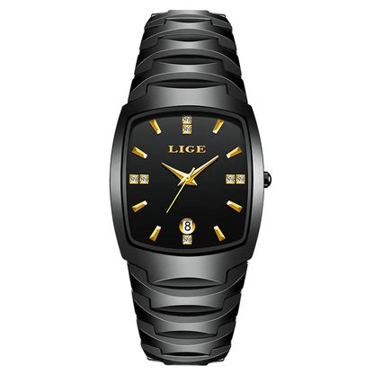 LIGE Luxury Ladies Waterproof Ceramic Watch – Elegant Quartz Wristwatch with Square - TREASURE ESHOP
