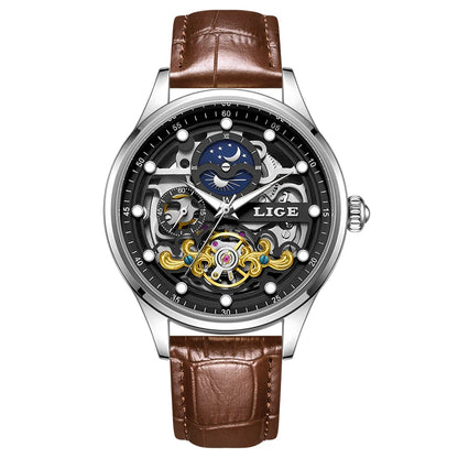 LIGE Men’s Automatic Mechanical Watch – Fashion Waterproof Skeleton Wristwatch - TREASURE ESHOP