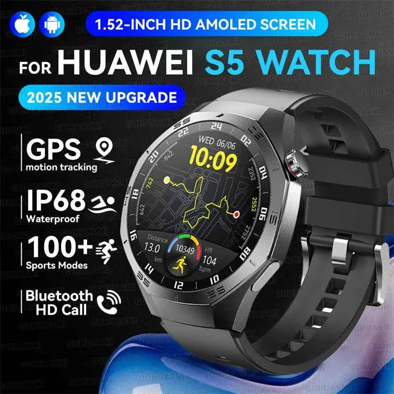 Men’s Smartwatch GT5 Pro – 1.52" HD AMOLED | GPS, Bluetooth Calling, Heart Rate Fitness Tracker | IP68 Waterproof
