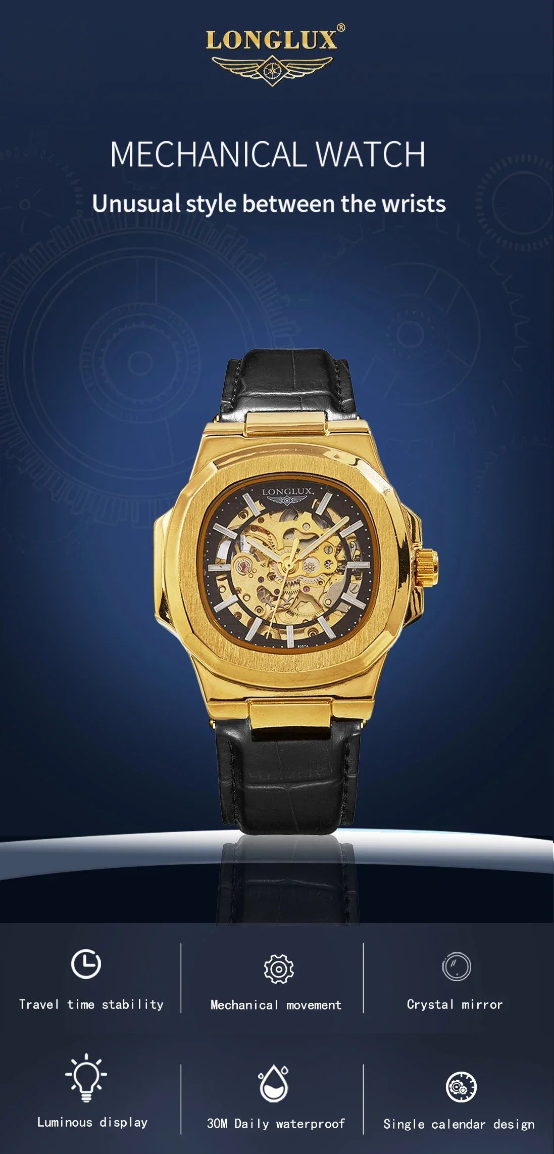 Automatic Skeleton Watch Men | Leather Luxury Waterproof - TREASURE ESHOP