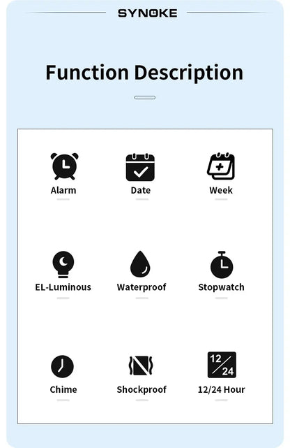 Men’s Digital Sports Waterproof Watch – Chronograph, Alarm, Backlight, Shock Resistant - TREASURE ESHOP