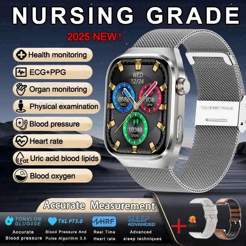 Men’s ECG+PPG Health Smartwatch – 2.04” AMOLED Sapphire, Blood Pressure, Oxygen, ECG, Body Composition, Bluetooth Call, IP68 Waterproof