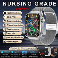 Men’s ECG+PPG Health Smartwatch – 2.04” AMOLED Sapphire, Blood Pressure, Oxygen, ECG, Body Composition, Bluetooth Call, IP68 Waterproof