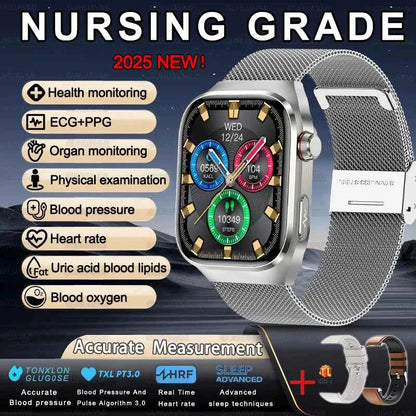 Men’s ECG+PPG Health Smartwatch – 2.04” AMOLED Sapphire, Blood Pressure, Oxygen, ECG, Body Composition, Bluetooth Call, IP68 Waterproof