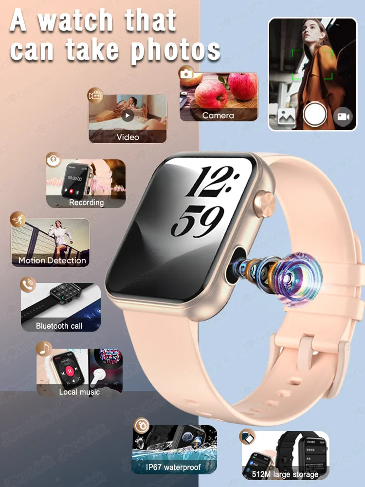 Smart Watch with Camera Video Recording – 1.91” Display, Bluetooth Call, Heart Rate Fitness Tracking | Android iOS - TREASURE ESHOP