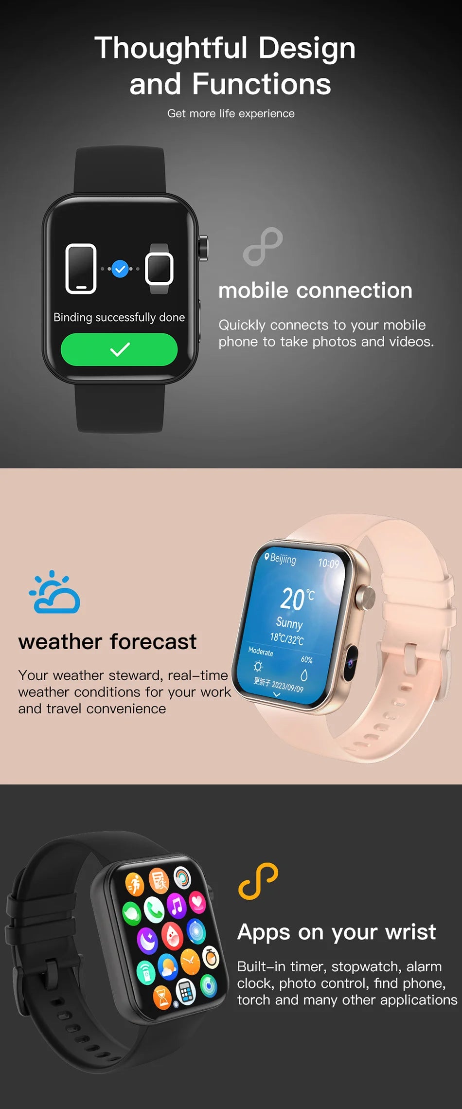 Smart Watch with Camera Video Recording – 1.91” Display, Bluetooth Call, Heart Rate Fitness Tracking | Android iOS - TREASURE ESHOP