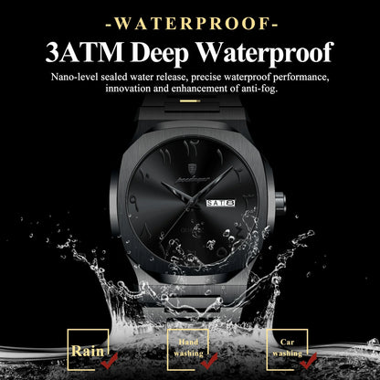 Military Men’s Quartz Watch – Waterproof Stainless Steel Luxury Wristwatch with Week Calendar - TREASURE ESHOP
