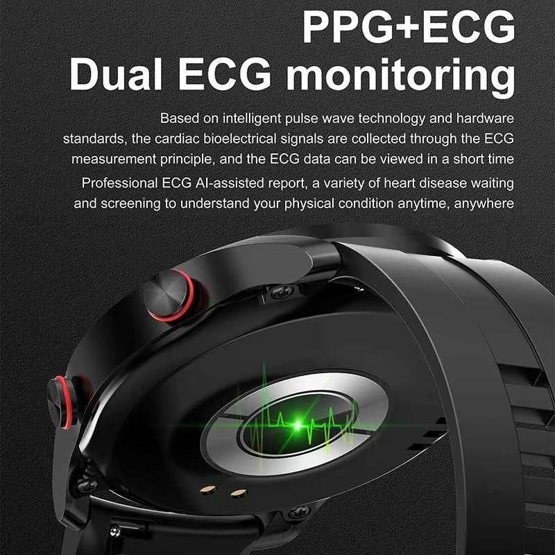 ChiBear Men’s Smartwatch – ECG+PPG Health Monitor | 1.28” HD Round Display | Bluetooth Call | Fitness &amp; Sports Waterproof Watch