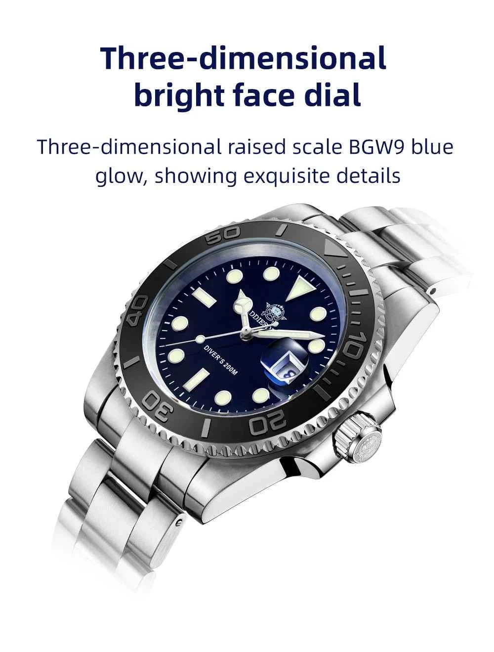 Men’s Analog Quartz Diving Watch – BGW9 Luminous | 200m Waterproof | Stainless Steel | Japan Miyota Movement