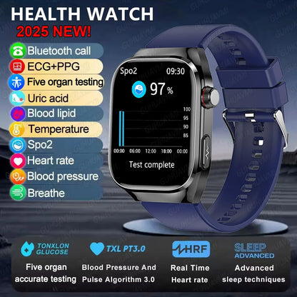 Smartwatch with health monitoring features on a dark background