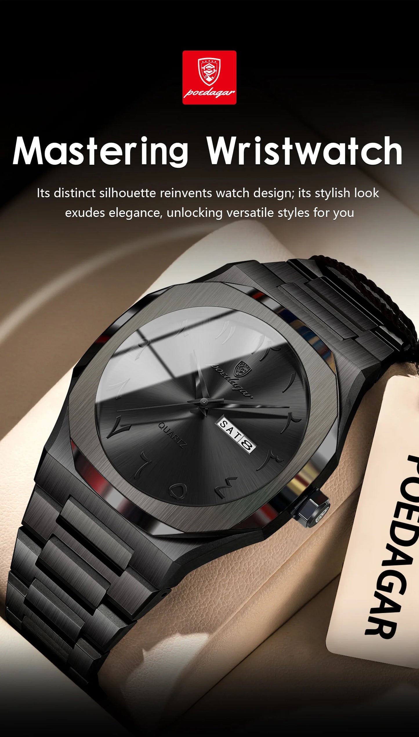 Military Men’s Quartz Watch – Waterproof Stainless Steel Luxury Wristwatch with Week Calendar - TREASURE ESHOP