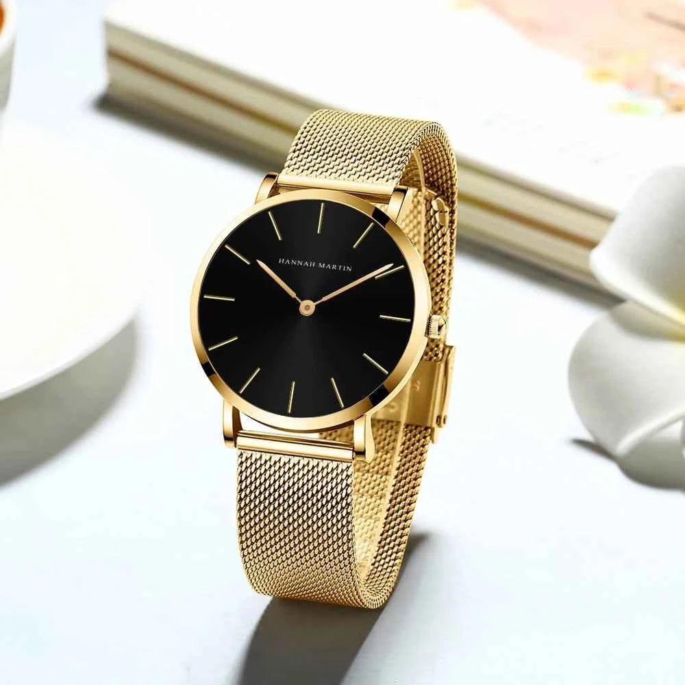Women’s Rose Gold Quartz Watch – 36mm Minimalist Stainless Steel Waterproof Ladies Fashion Wristwatch