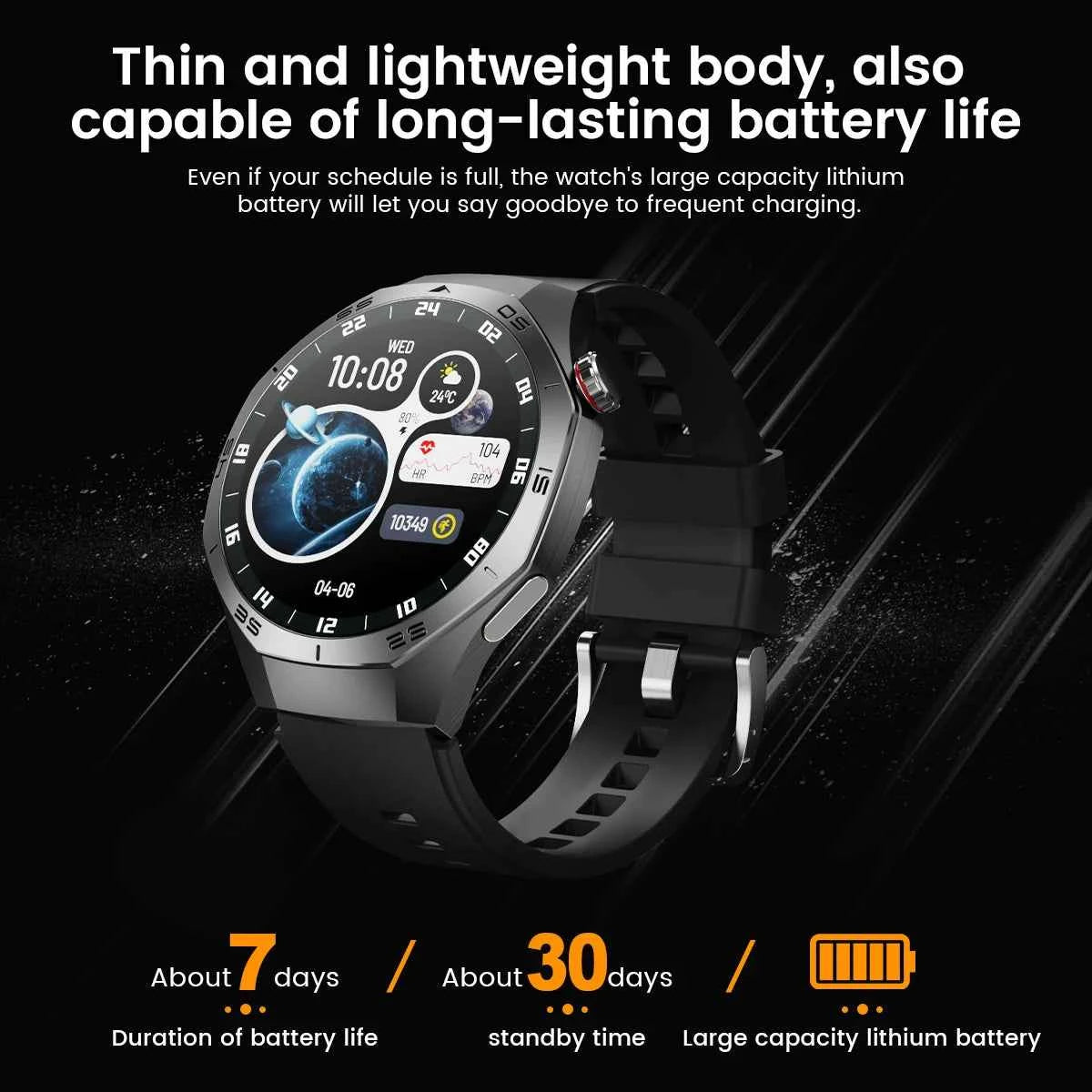 Men’s Smartwatch GT5 Pro – 1.52" HD AMOLED | GPS, Bluetooth Calling, Heart Rate Fitness Tracker | IP68 Waterproof