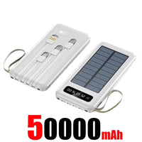 High Capacity Solar Power Bank with Built-in Cables & Flashlight – Portable Charger