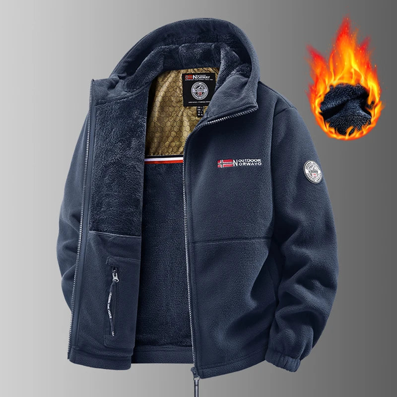 Mens Thermal Fleece Jacket – Windproof Winter Hiking Tactical Coat