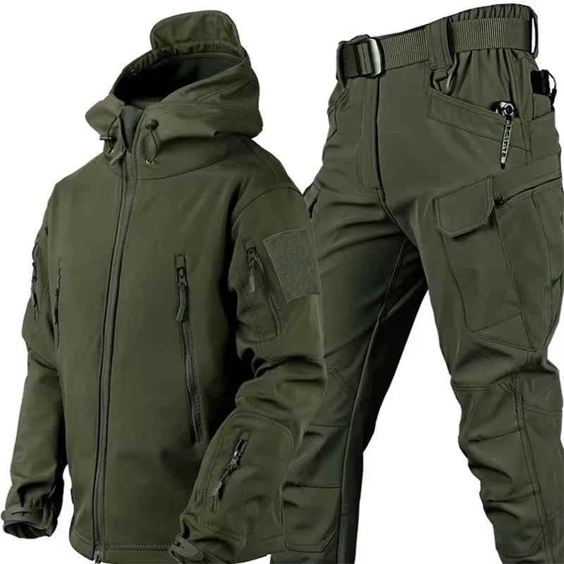 Winter Waterproof Tactical Jackets Sets Men Outdoor Soft Shell Hiking Hunting Jacket Suit Fleece Cargo Pant Tracksuits