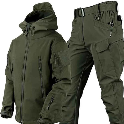 Winter Waterproof Tactical Jackets Sets Men Outdoor Soft Shell Hiking Hunting Jacket Suit Fleece Cargo Pant Tracksuits