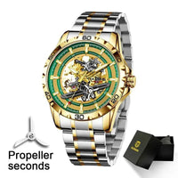 Men Watches Pilot Series Propeller Rotation Hollow Automatic Mechanical Watches waterproof Stainless Steel Watch