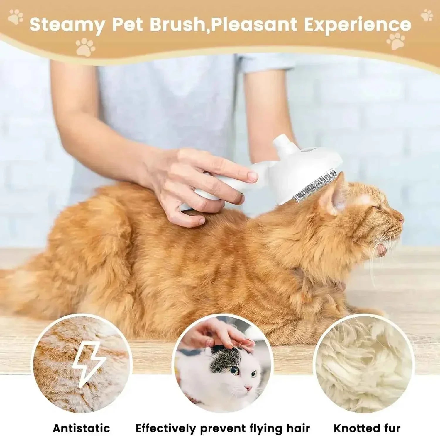 Multifunctional Pet Grooming Steam Brush for Cats & Dogs | Self-Cleaning Deshedding Tool