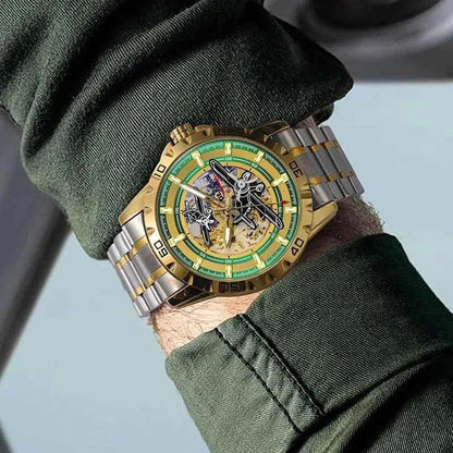 Men Watches Pilot Series Propeller Rotation Hollow Automatic Mechanical Watches waterproof Stainless Steel Watch