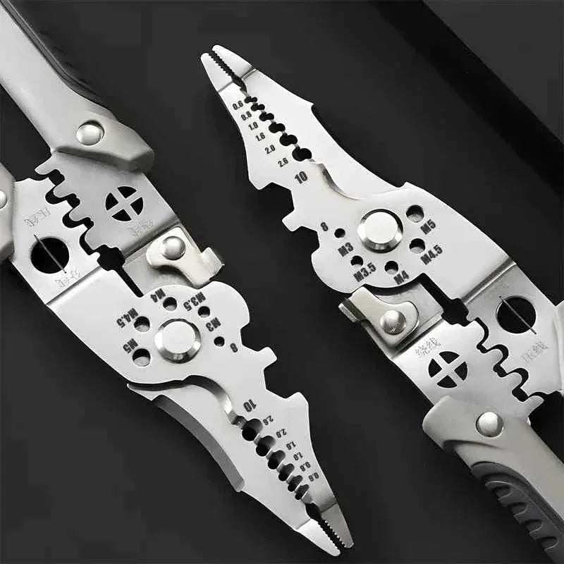 8.5 Inch Multi Functional Industrial Wire Stripper Cutter Crimper Heavy Duty Stainless Steel Electrical Pliers Ergonomic Grip