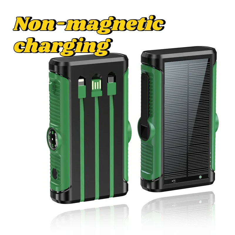 Solar Power Bank 20000mAh with Hand Crank & Wireless Charging – Outdoor Portable Charger