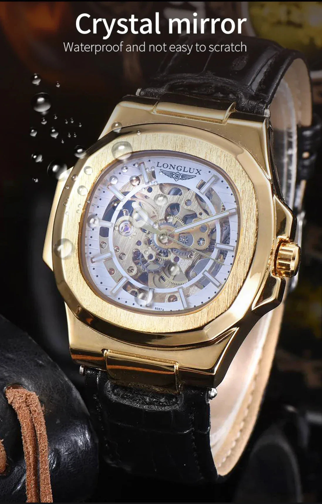 Automatic Skeleton Watch Men | Leather Luxury Waterproof - TREASURE ESHOP