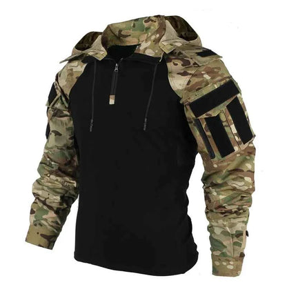 Men’s Tactical Camo Hooded Shirt – Outdoor Hunting Quick Dry Combat Top
