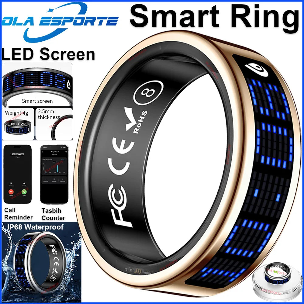 Smart Ring with LED Display – Heart Rate, SpO₂ & Sleep Monitor | 5ATM - TREASURE ESHOP