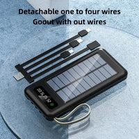 High Capacity Solar Power Bank with Built-in Cables & Flashlight – Portable Charger
