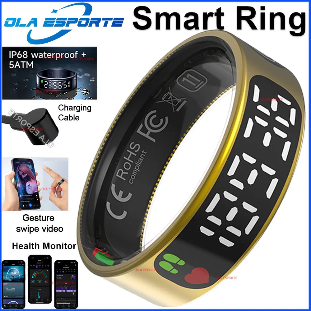 Smart Ring with LED Display – Heart Rate, SpO₂ & Sleep Monitor | 5ATM - TREASURE ESHOP