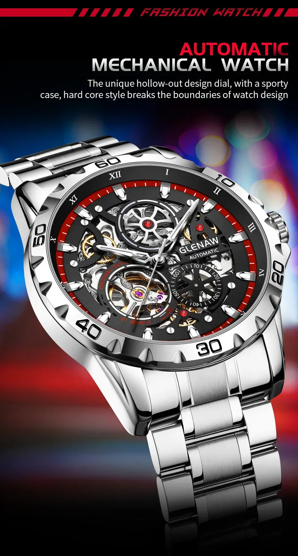 Luxury Skeleton Automatic Men’s Watch | Stainless Steel - TREASURE ESHOP