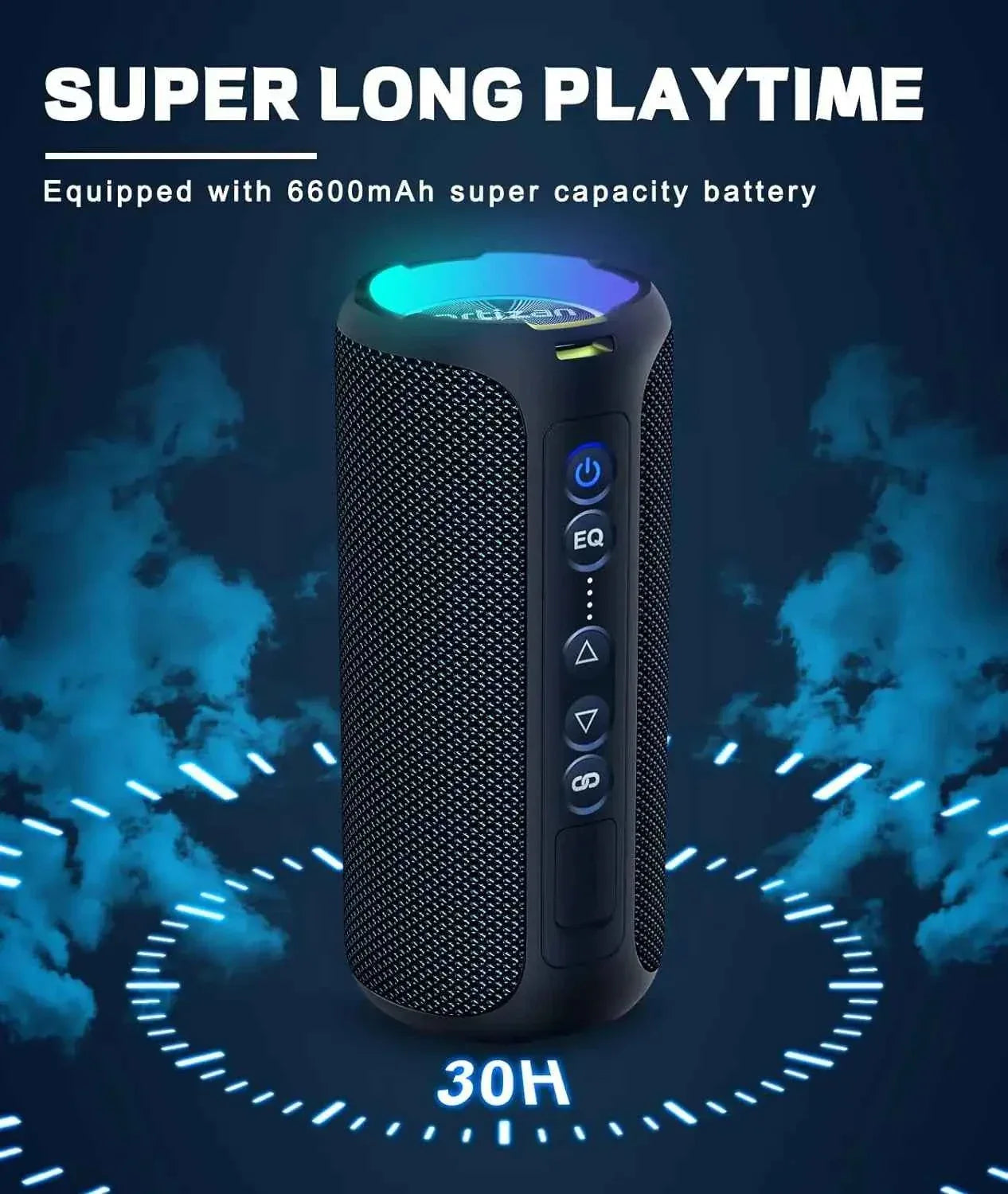 Ortizan Bluetooth Speakers 40W Enhanced Bass Portable Outdoor Wireless Speaker 30Hrs IP7 Waterproof Shower Speaker Bluetooth 5.3