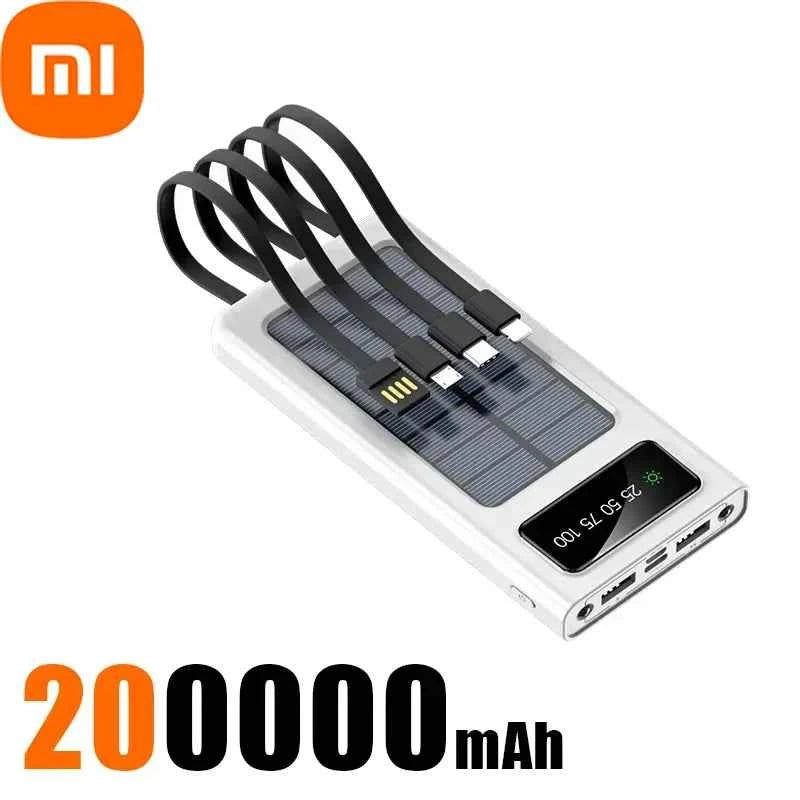 Xiaomi Solar Power Bank 500000mAh Large Capacity Mobile Power Fast Charging Battery With Dual USB 4 Cables For iPhone Samsung