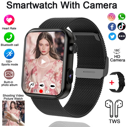 Smart Watch with Camera Video Recording – 1.91” Display, Bluetooth Call, Heart Rate Fitness Tracking | Android iOS - TREASURE ESHOP