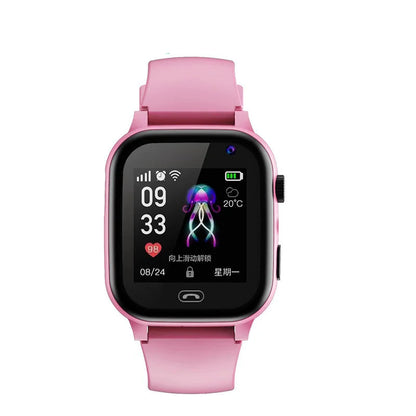 Pink smartwatch with a digital display on a white background, featuring the Oppo logo.