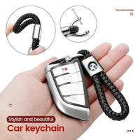 BMW Car Keychain – Handwoven Leather & Zinc Alloy Key Ring