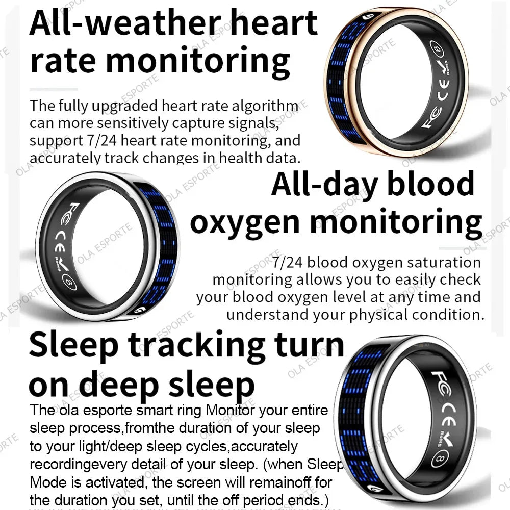 Smart Ring with LED Display – Heart Rate, SpO₂ & Sleep Monitor | 5ATM - TREASURE ESHOP