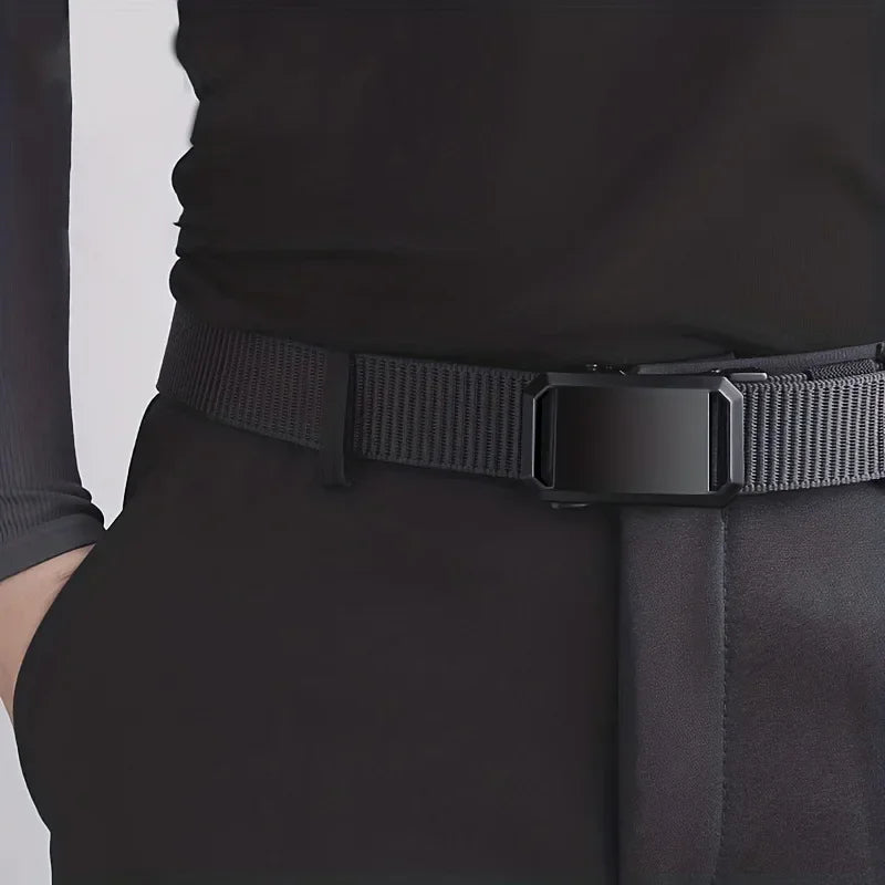 Men’s Tactical Canvas Belt with Automatic Buckle – Casual Work Belt