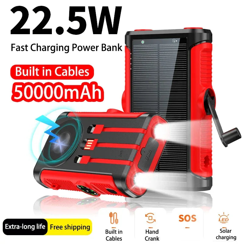 50000mAh Solar Power Bank 22.5W – Magnetic Wireless Charging Outdoor Powerbank - TREASURE ESHOP