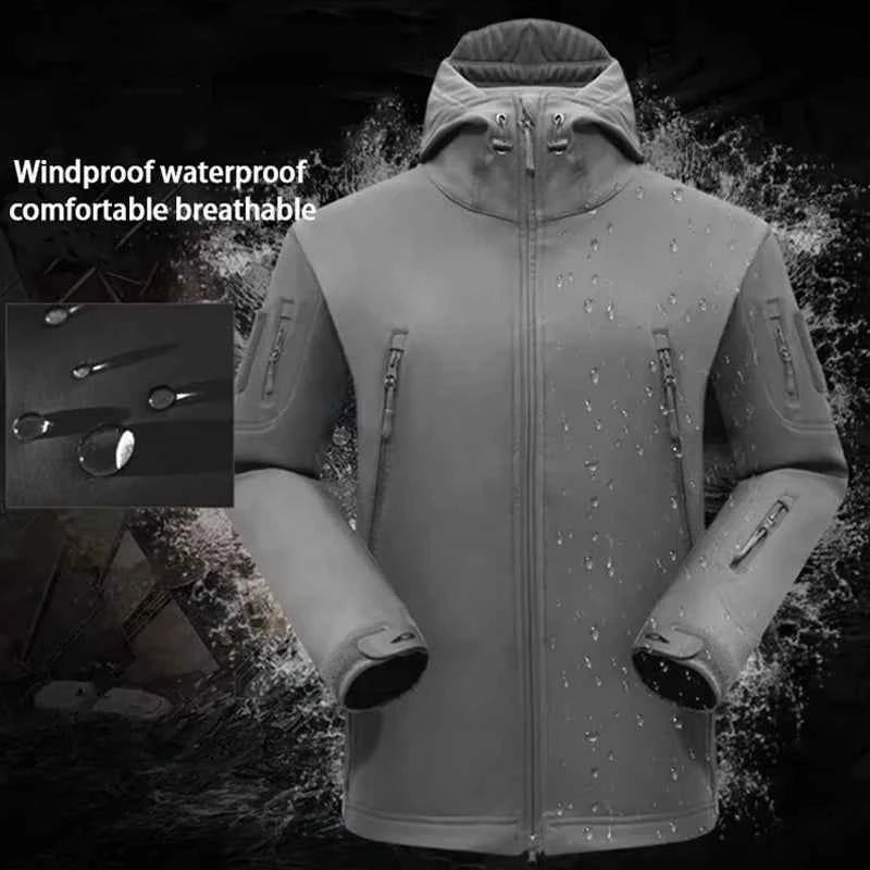 Winter Waterproof Tactical Jackets Sets Men Outdoor Soft Shell Hiking Hunting Jacket Suit Fleece Cargo Pant Tracksuits