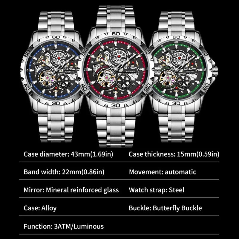 Steampunk Skeleton Automatic Watch for Men | Luxury Mechanical Timepiece - TREASURE ESHOP