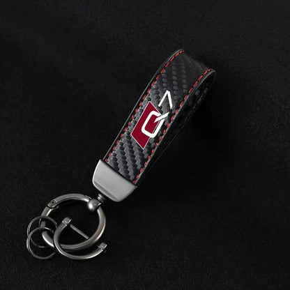 Luxury Carbon Fiber Leather Keychain for Audi A3 A4 A6 Q5 Q7 Q8