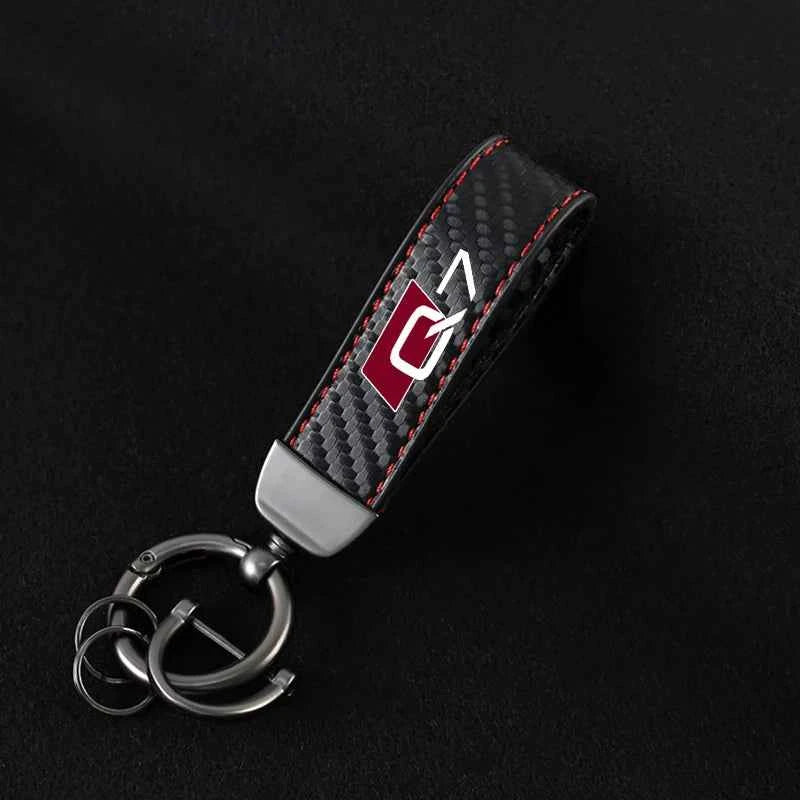 Luxury Carbon Fiber Leather Keychain for Audi A3 A4 A6 Q5 Q7 Q8
