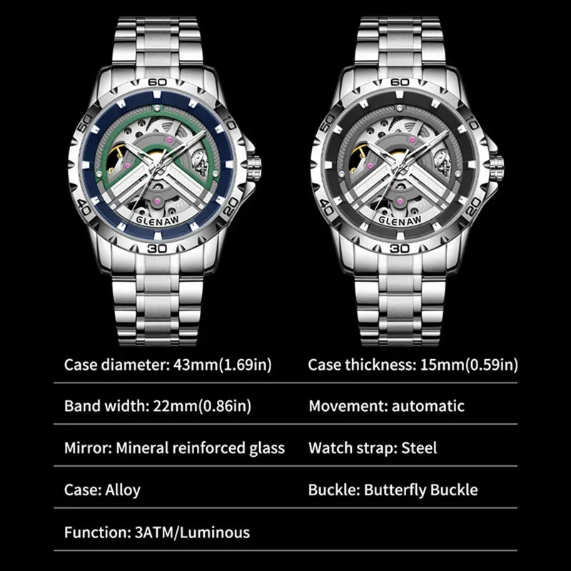 Skeleton Automatic Men’s Watch – Waterproof Mechanical Wristwatch - TREASURE ESHOP