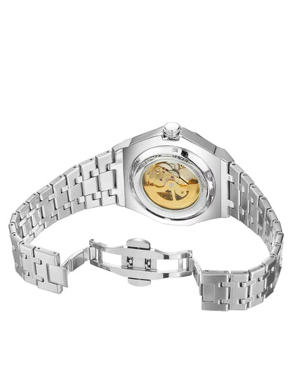 Men’s Automatic Skeleton Watch – Stainless Steel Luxury Waterproof Timepiece - TREASURE ESHOP